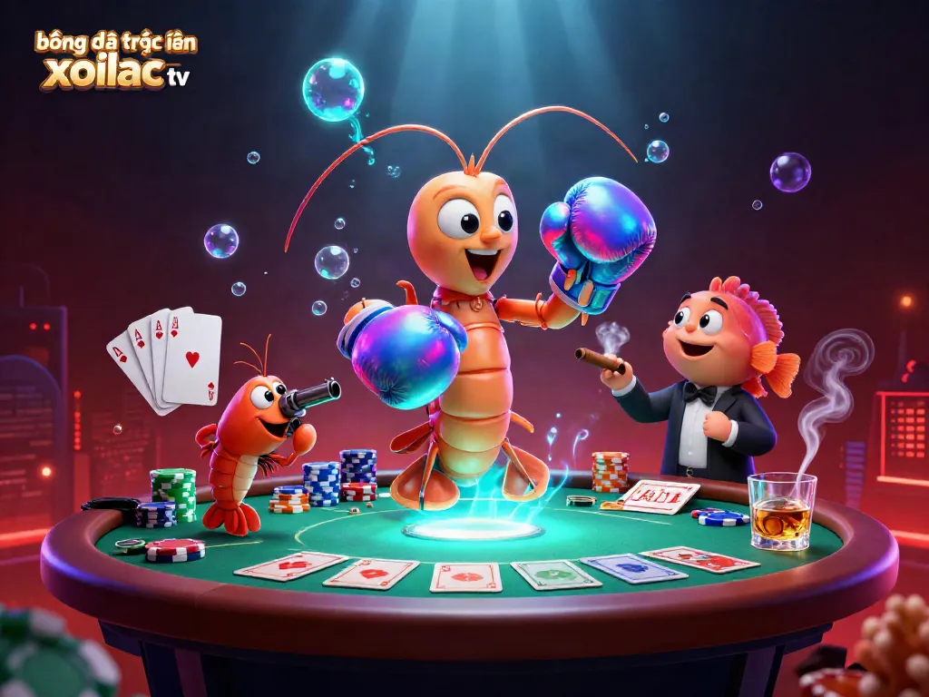 Engage with bóng đá trực tuyến xoilac tv through this lively 3D digital illustration showcasing vibrant gambling elements and animated characters.