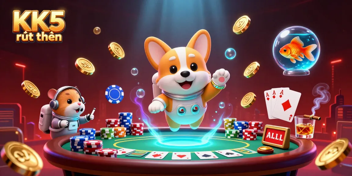 Experience KK5 rút tiền in a vibrant space casino, with floating chips and dynamic gameplay.