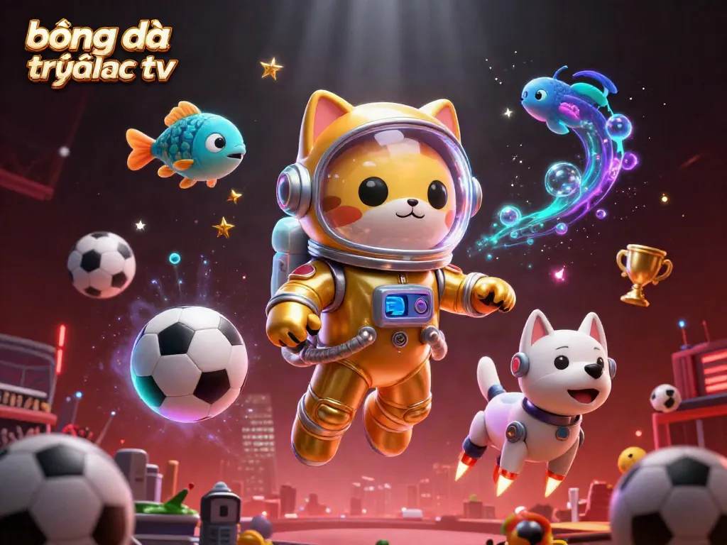 Experience the thrills of bóng đá trực tuyến xoilac tv with this vibrant 3D illustration showcasing sports elements.