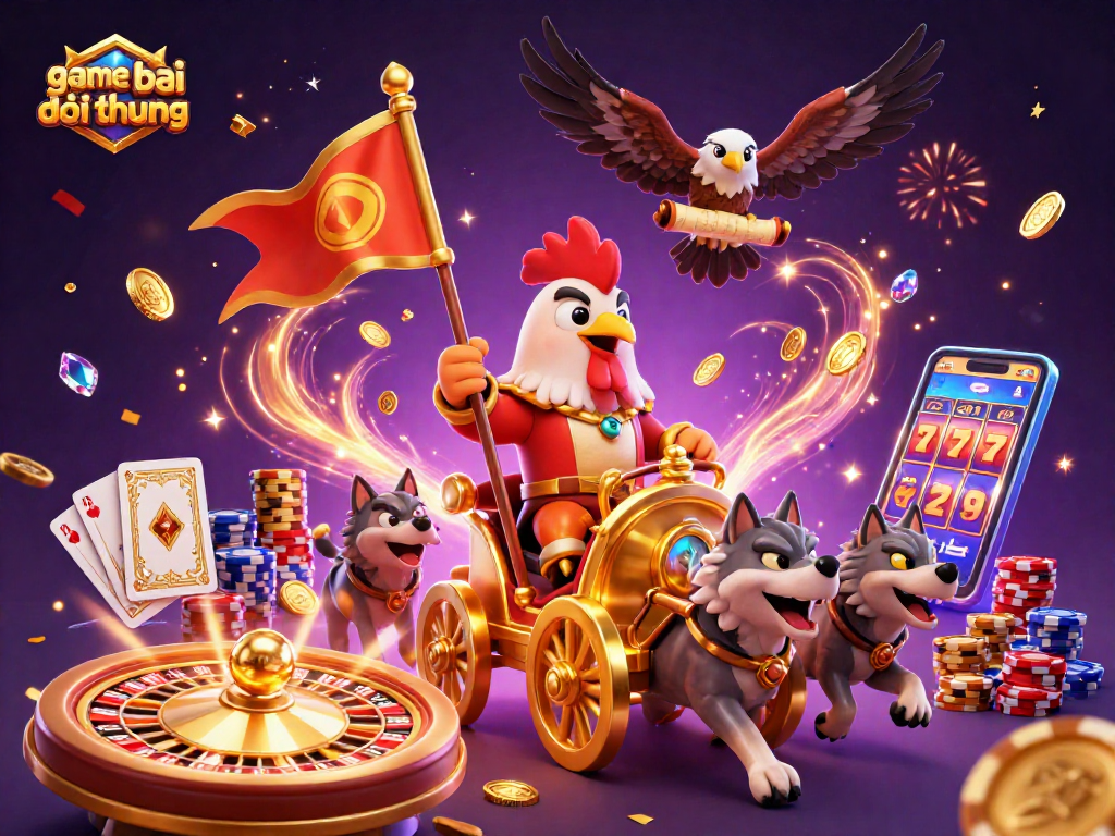 Experience the thrill of game bai doi thuong with 3D dynamic illustration featuring engaging casino elements.