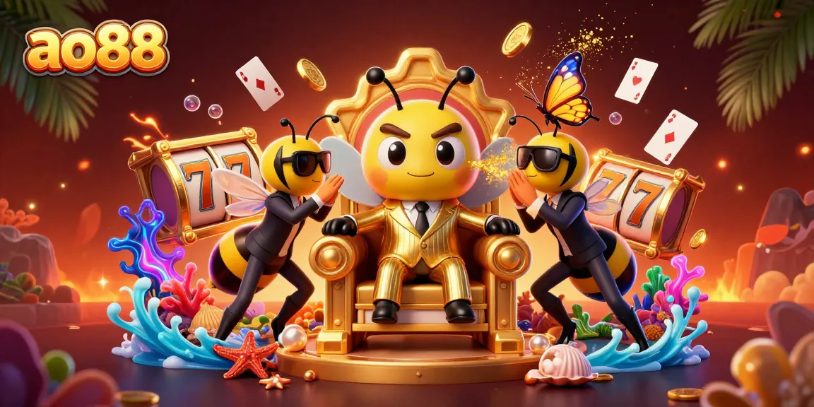 Experience thrilling gameplay at ao88 with the bumblebee mob boss surrounded by vibrant slot elements