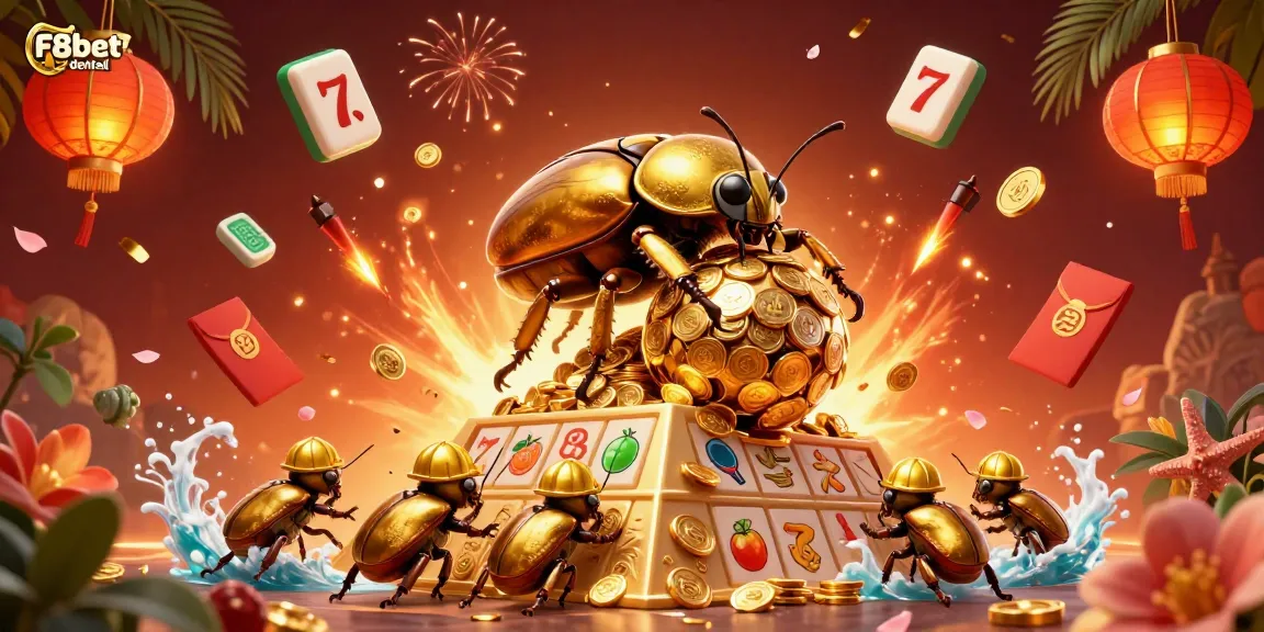 Experience F8bet dental with 3D cartoon beetles engaging in vibrant casino adventures.