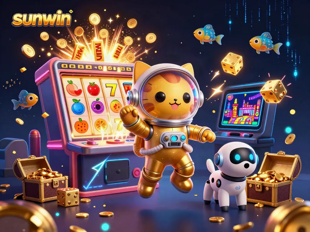 Experience thrilling gameplay at Sunwin as the astronaut cat and robot dog navigate a vibrant casino universe.