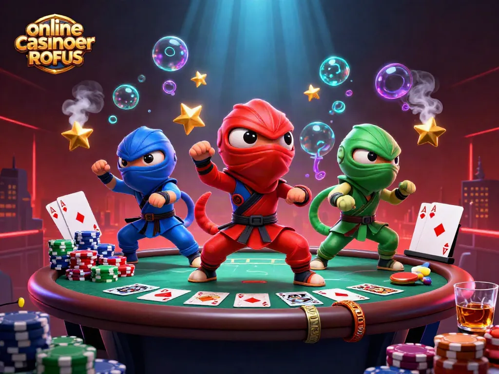 Experience excitement at online casinoer uden ROFUS with vibrant ninja chameleons in action.
