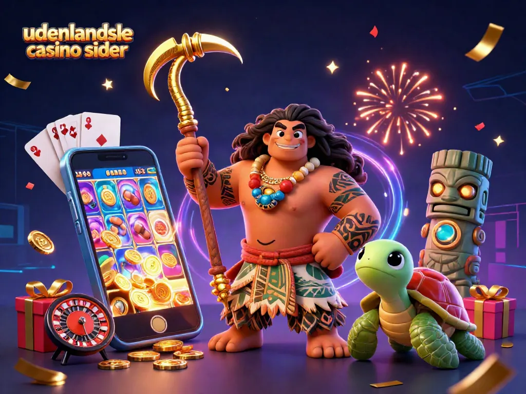 Experience the excitement of udenlandske casino sider with animated characters amidst vibrant casino elements.